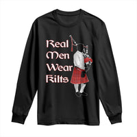 Funny Scottish Pride Long Sleeve Shirt Real Men Wear Kits Tartan Bagpipe