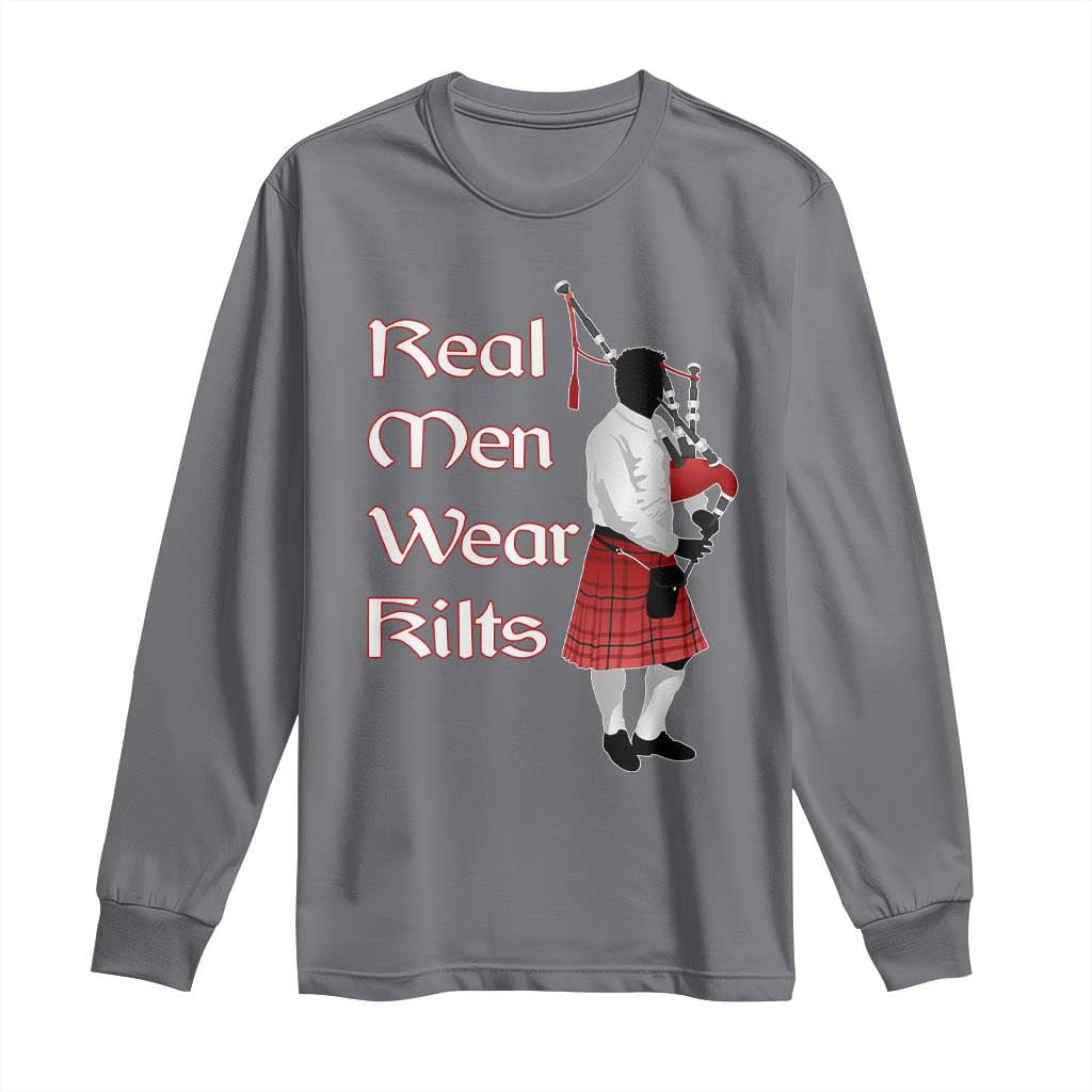 Funny Scottish Pride Long Sleeve Shirt Real Men Wear Kits Tartan Bagpipe