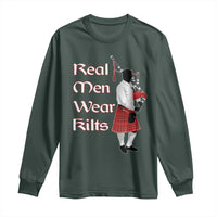 Funny Scottish Pride Long Sleeve Shirt Real Men Wear Kits Tartan Bagpipe