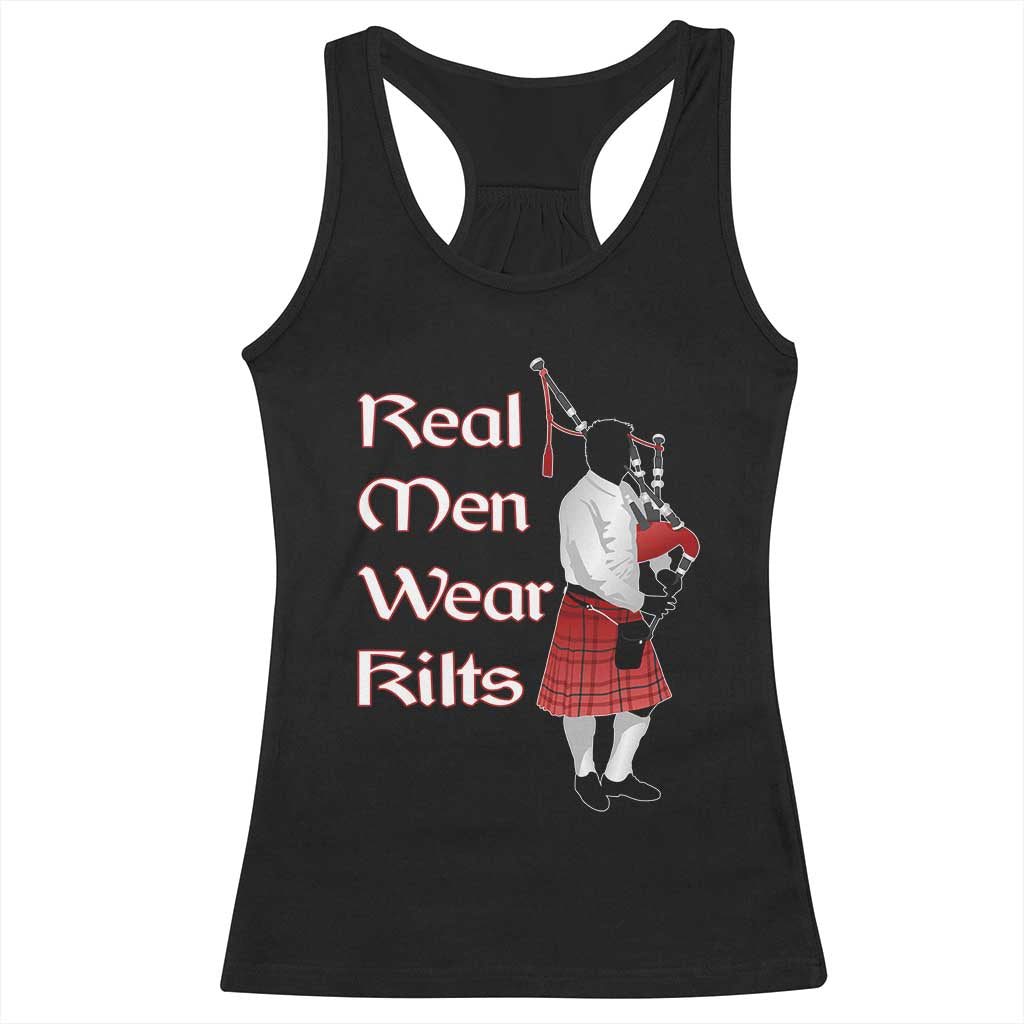 Funny Scottish Pride Racerback Tank Top Real Men Wear Kits Tartan Bagpipe