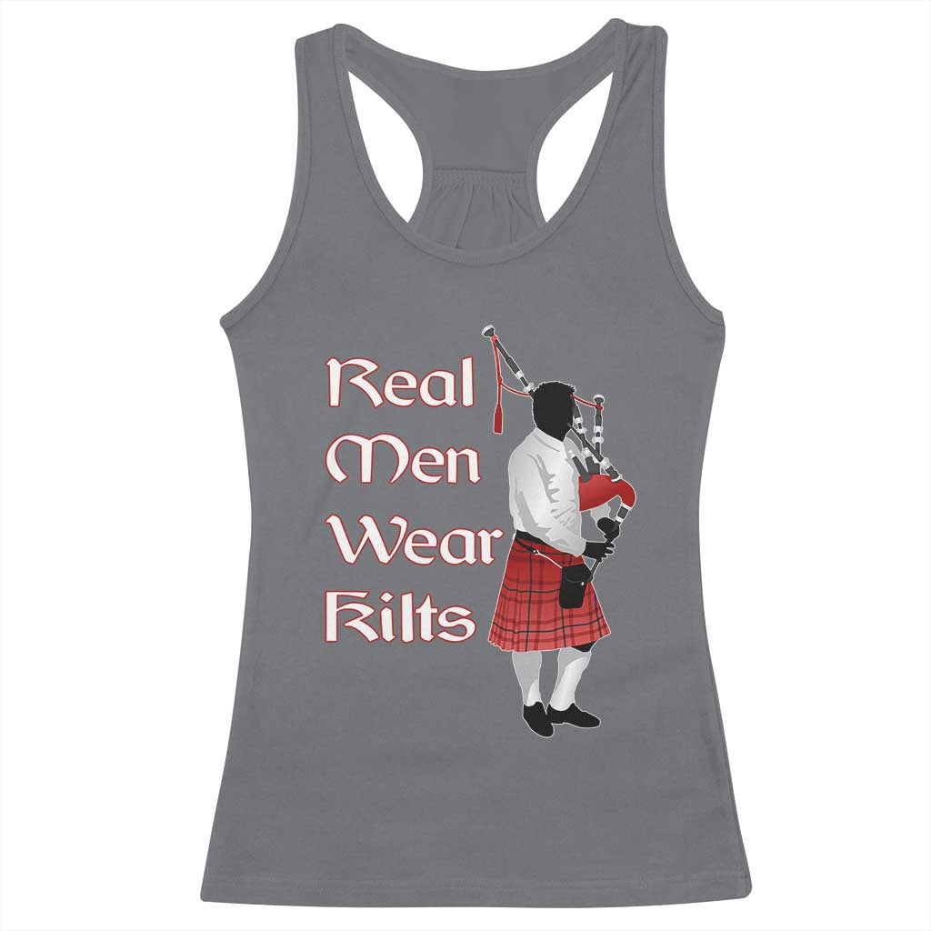 Funny Scottish Pride Racerback Tank Top Real Men Wear Kits Tartan Bagpipe