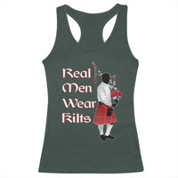 Funny Scottish Pride Racerback Tank Top Real Men Wear Kits Tartan Bagpipe