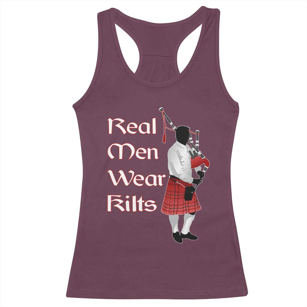 Funny Scottish Pride Racerback Tank Top Real Men Wear Kits Tartan Bagpipe