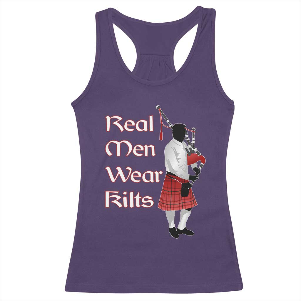 Funny Scottish Pride Racerback Tank Top Real Men Wear Kits Tartan Bagpipe