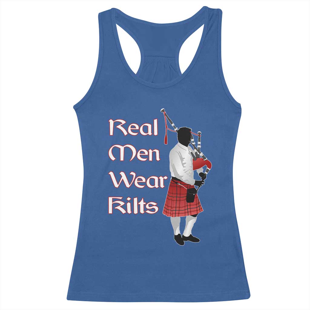 Funny Scottish Pride Racerback Tank Top Real Men Wear Kits Tartan Bagpipe