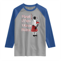 Funny Scottish Pride Raglan Shirt Real Men Wear Kits Tartan Bagpipe
