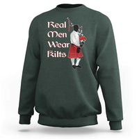 Funny Scottish Pride Sweatshirt Real Men Wear Kits Tartan Bagpipe