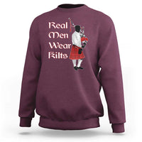 Funny Scottish Pride Sweatshirt Real Men Wear Kits Tartan Bagpipe