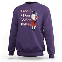 Funny Scottish Pride Sweatshirt Real Men Wear Kits Tartan Bagpipe