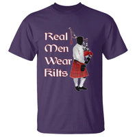 Funny Scottish Pride T Shirt Real Men Wear Kits Tartan Bagpipe
