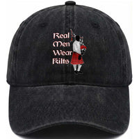 Funny Scottish Pride Washed Cotton Baseball Cap Real Men Wear Kits Tartan Bagpipe