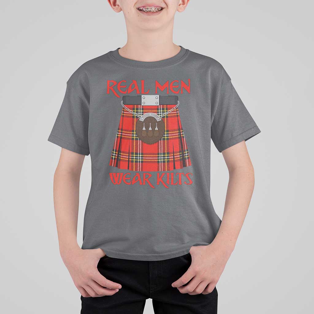 Funny Real Men Wear Kilts T Shirt For Kid Scottish Pride