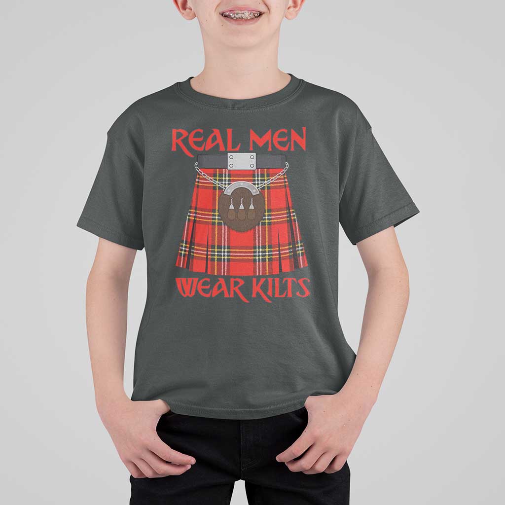Funny Real Men Wear Kilts T Shirt For Kid Scottish Pride