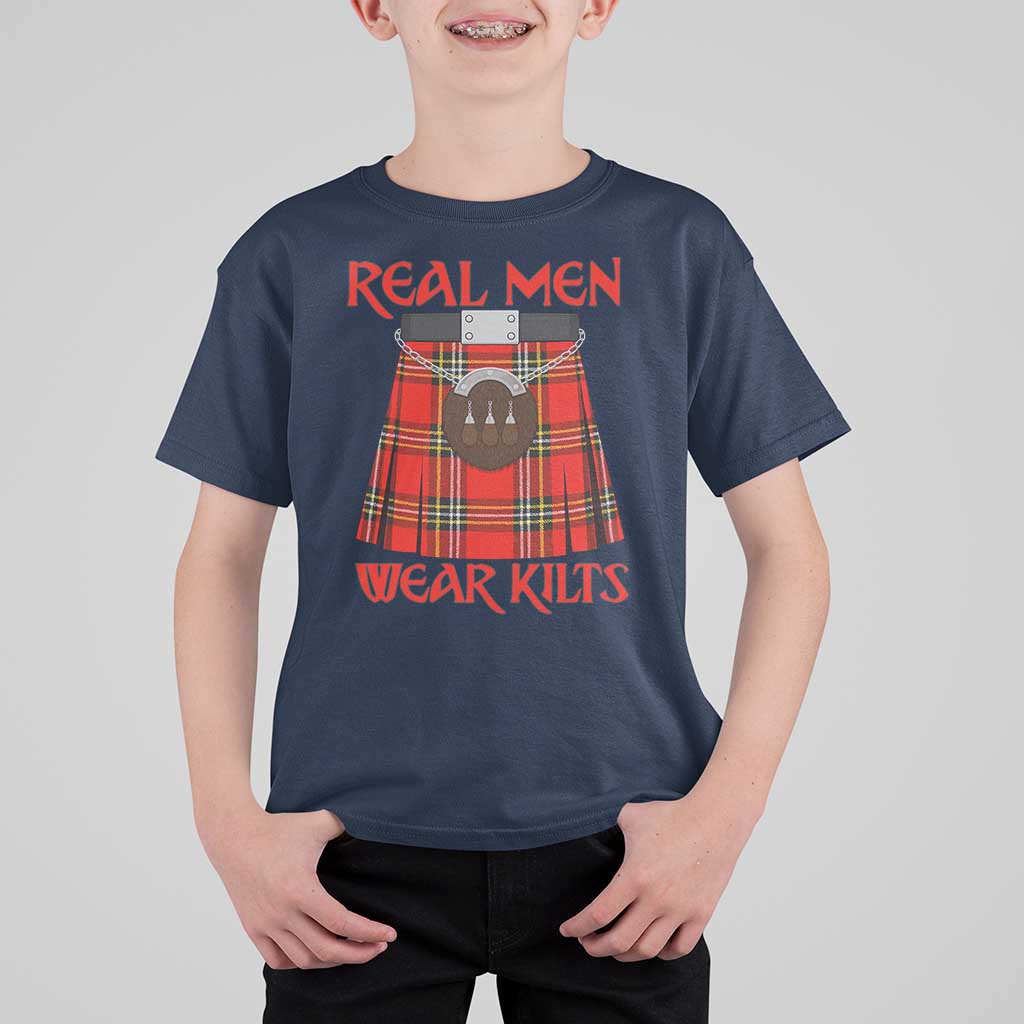 Funny Real Men Wear Kilts T Shirt For Kid Scottish Pride