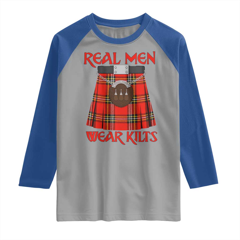 Funny Real Men Wear Kilts Raglan Shirt Scottish Pride