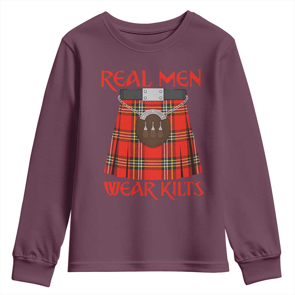 Funny Real Men Wear Kilts Youth Sweatshirt Scottish Pride