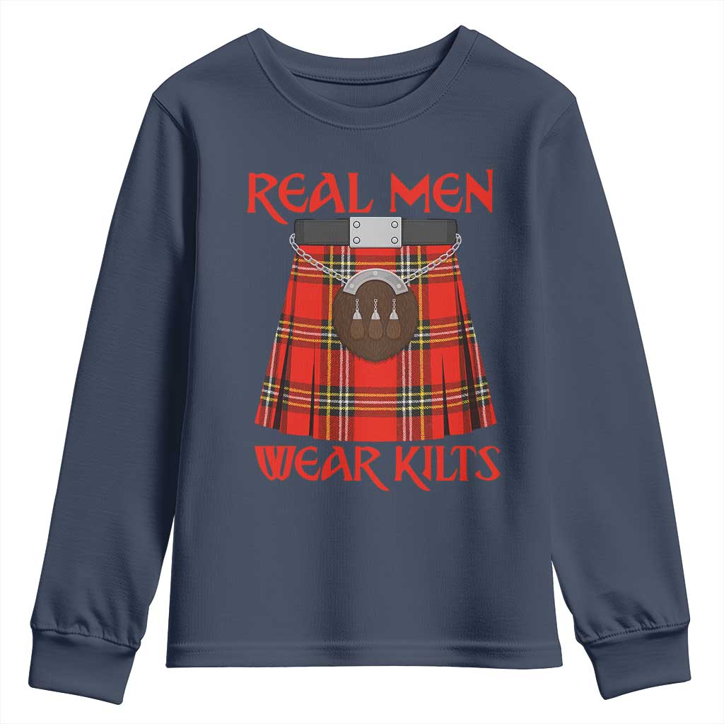 Funny Real Men Wear Kilts Youth Sweatshirt Scottish Pride