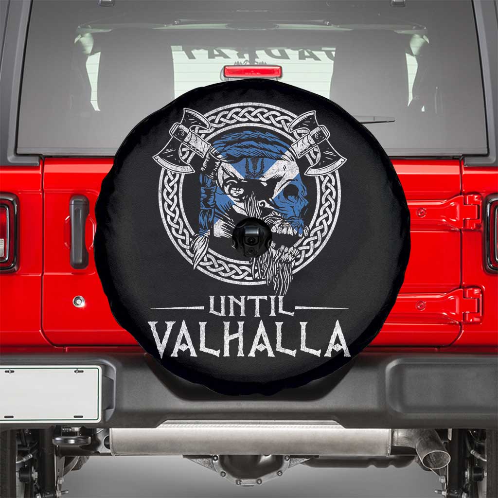 Funny Scottish Viking Spare Tire Cover Until Valhalla Vintage Scottish Flag Skull