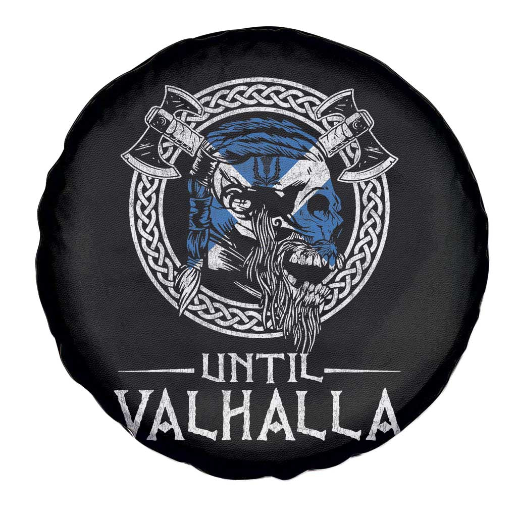 Funny Scottish Viking Spare Tire Cover Until Valhalla Vintage Scottish Flag Skull