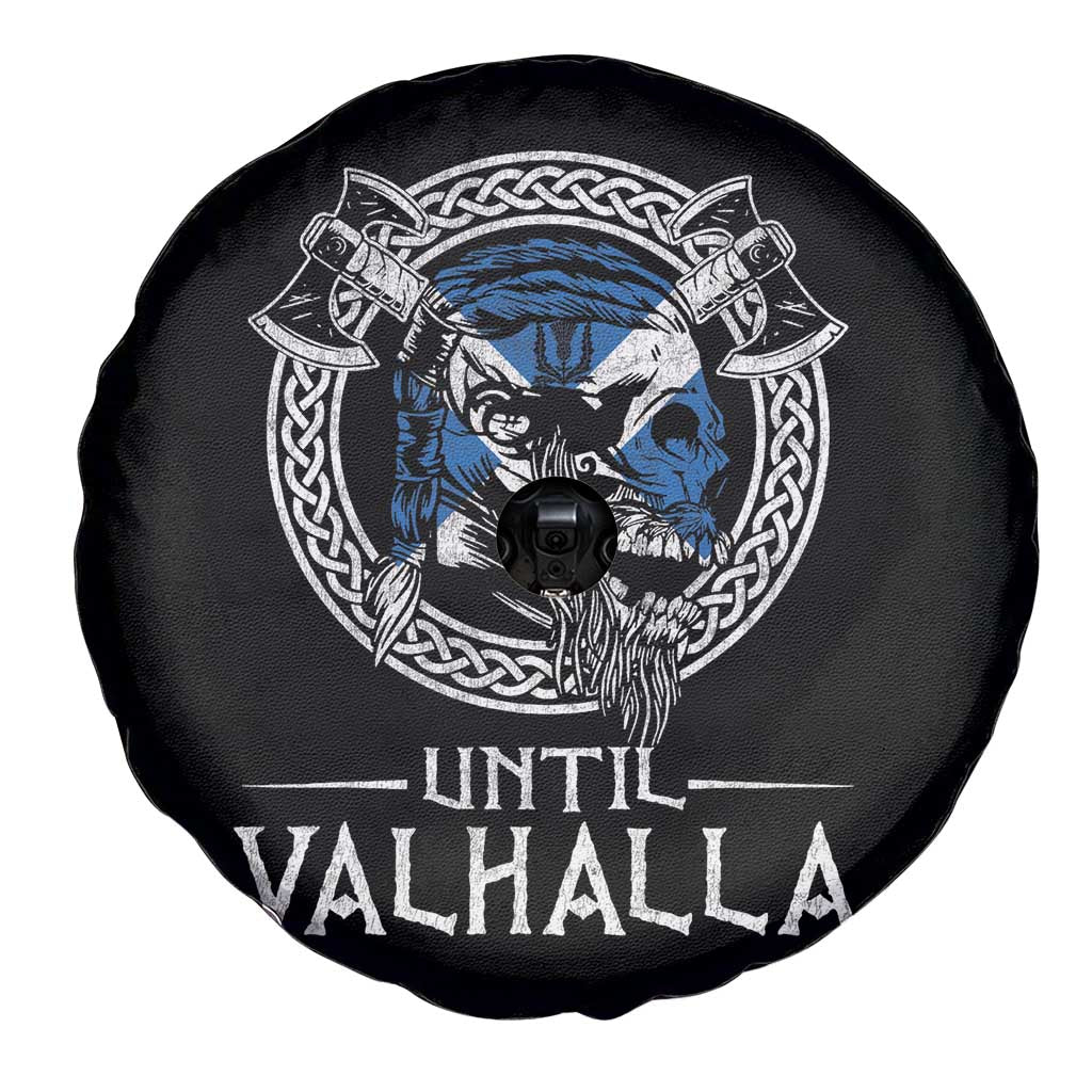 Funny Scottish Viking Spare Tire Cover Until Valhalla Vintage Scottish Flag Skull