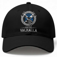 Funny Scottish Viking Baseball Cap Until Valhalla Vintage Scottish Flag Skull