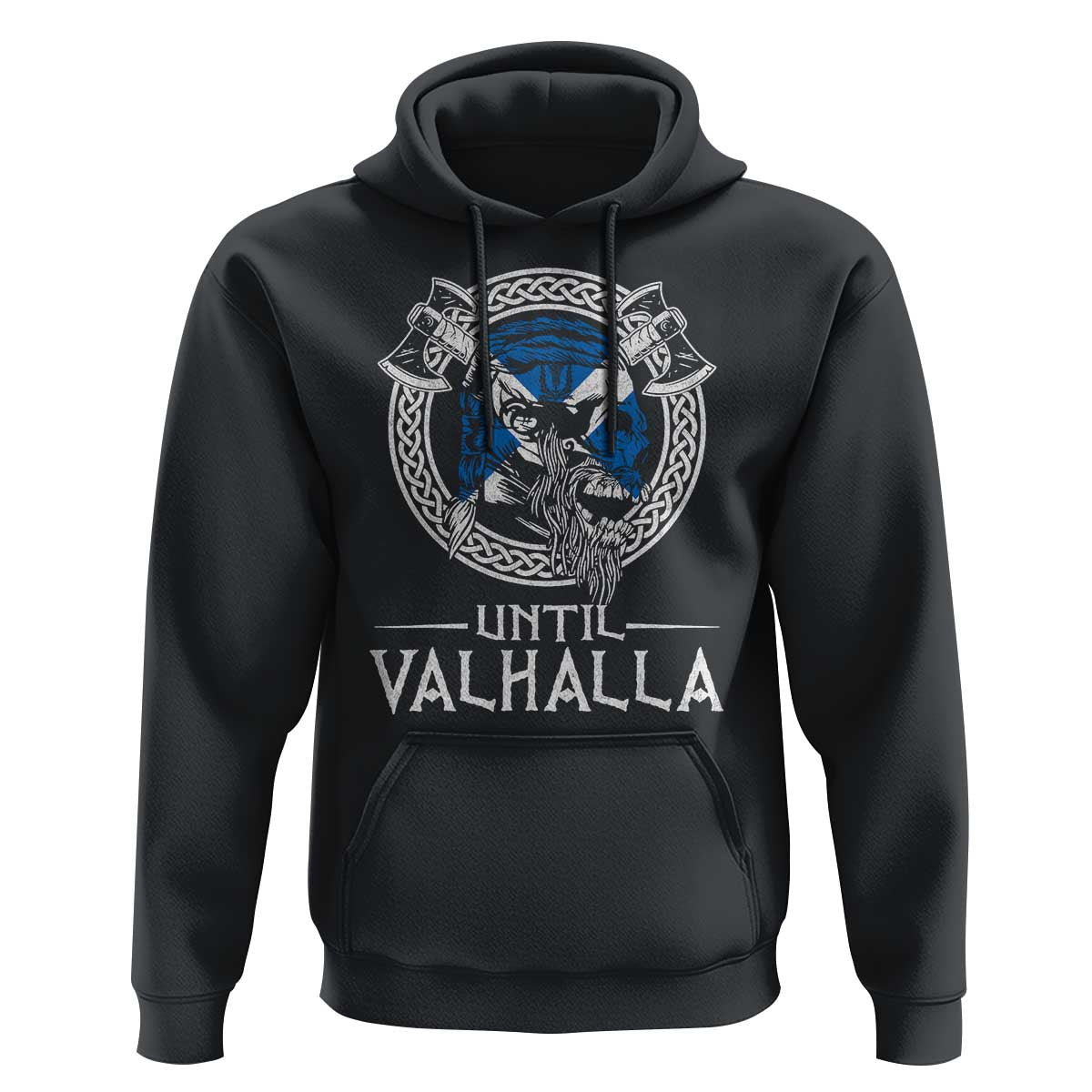 Funny Scottish Viking Hoodie Until Valhalla Vintage Scottish Flag Skull