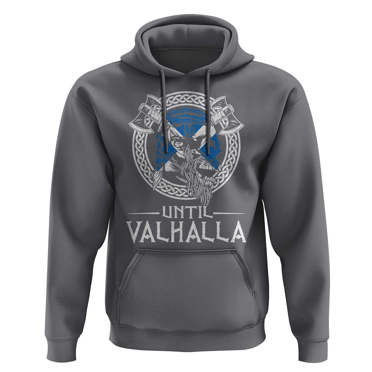 Funny Scottish Viking Hoodie Until Valhalla Vintage Scottish Flag Skull