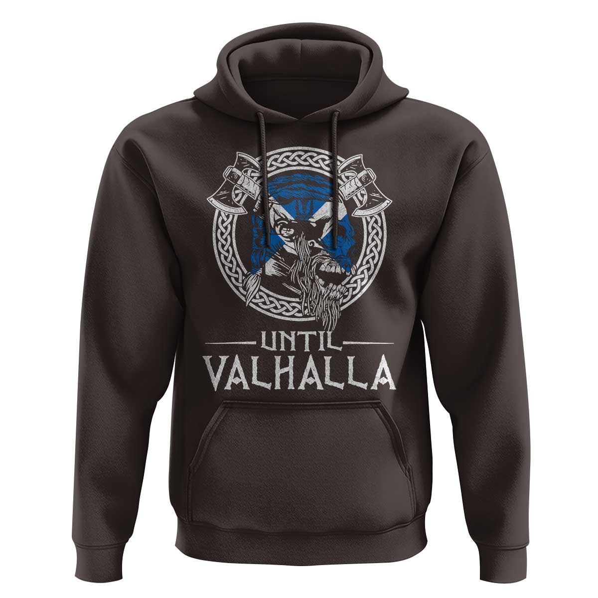Funny Scottish Viking Hoodie Until Valhalla Vintage Scottish Flag Skull