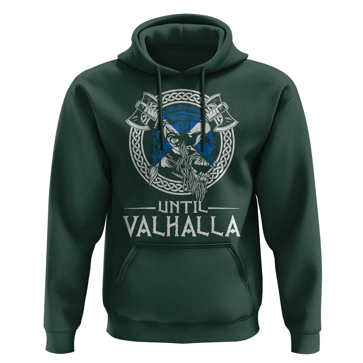 Funny Scottish Viking Hoodie Until Valhalla Vintage Scottish Flag Skull