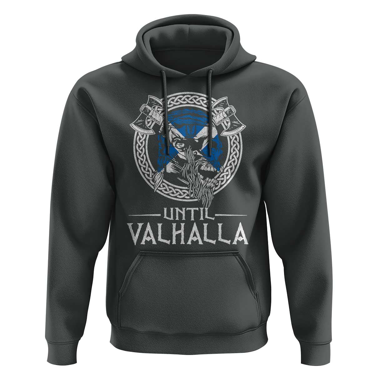 Funny Scottish Viking Hoodie Until Valhalla Vintage Scottish Flag Skull