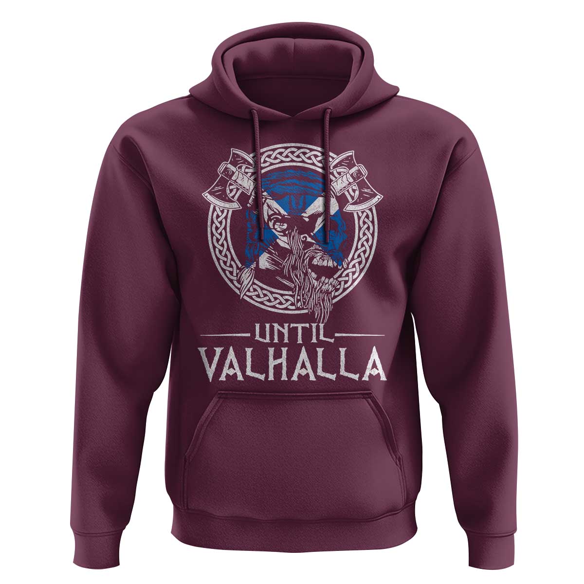 Funny Scottish Viking Hoodie Until Valhalla Vintage Scottish Flag Skull