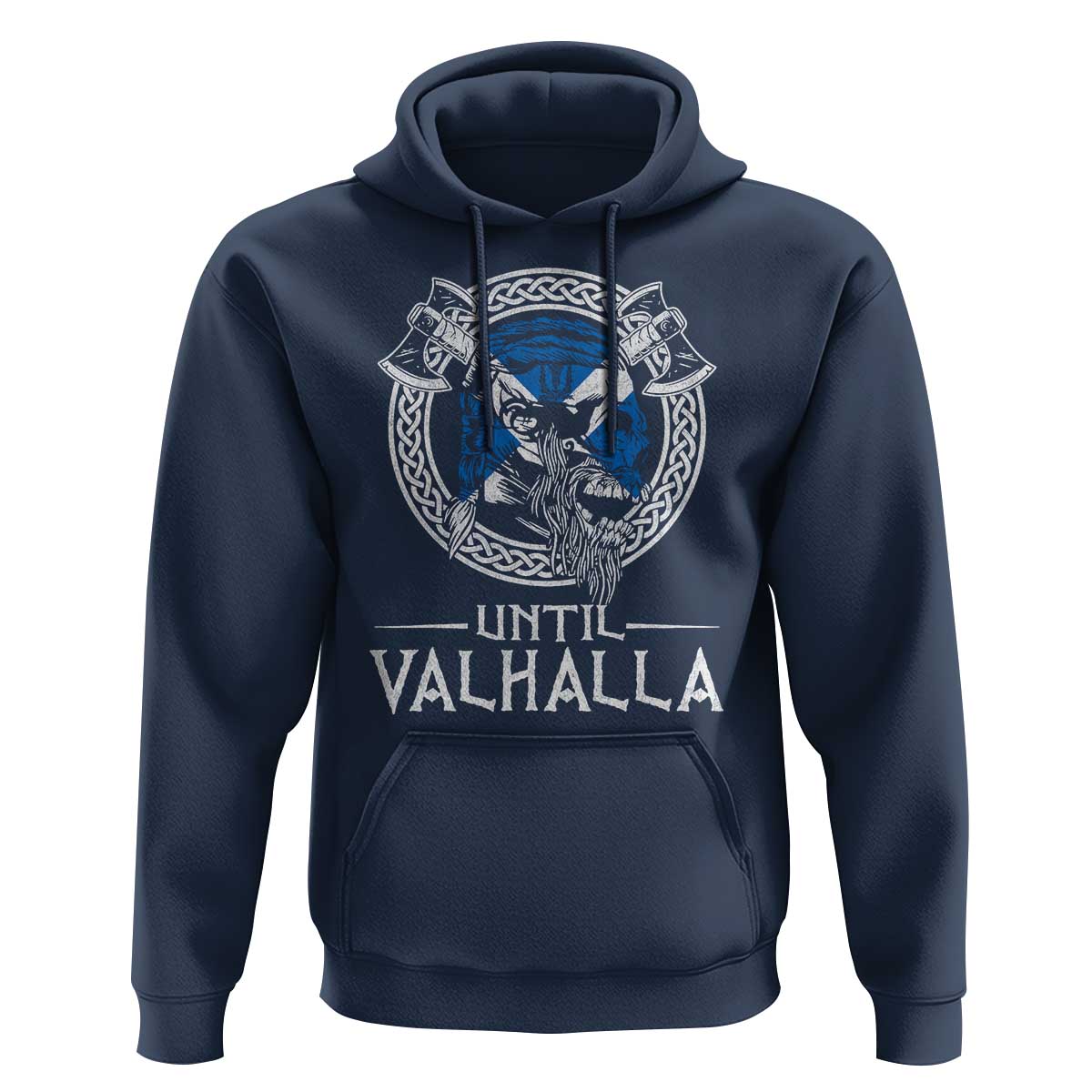 Funny Scottish Viking Hoodie Until Valhalla Vintage Scottish Flag Skull