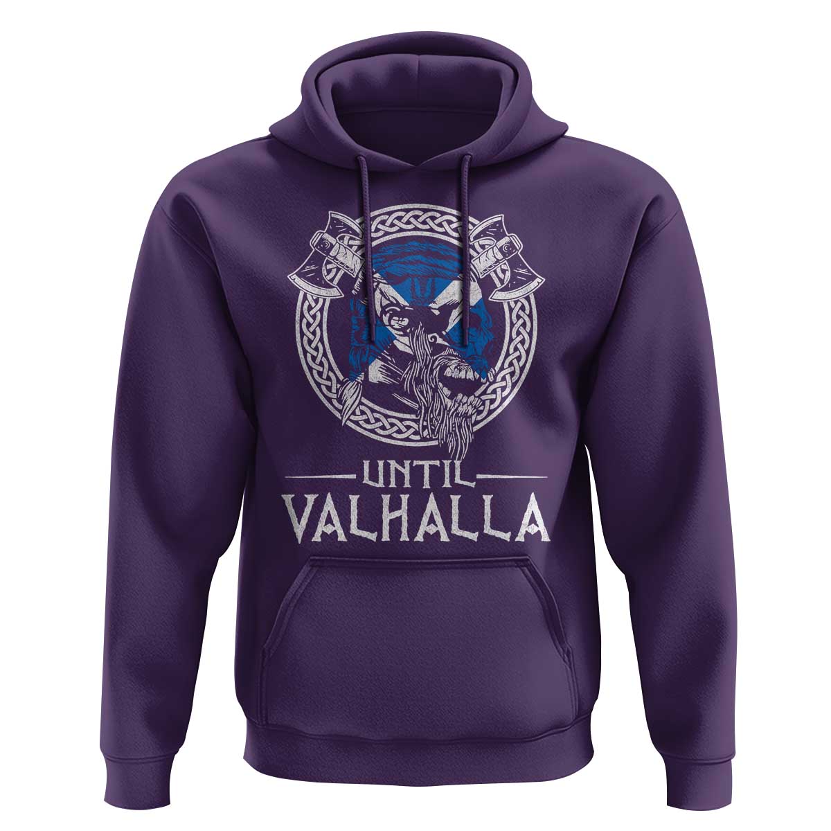 Funny Scottish Viking Hoodie Until Valhalla Vintage Scottish Flag Skull