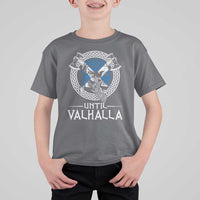 Funny Scottish Viking T Shirt For Kid Until Valhalla Vintage Scottish Flag Skull