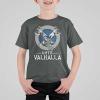 Funny Scottish Viking T Shirt For Kid Until Valhalla Vintage Scottish Flag Skull