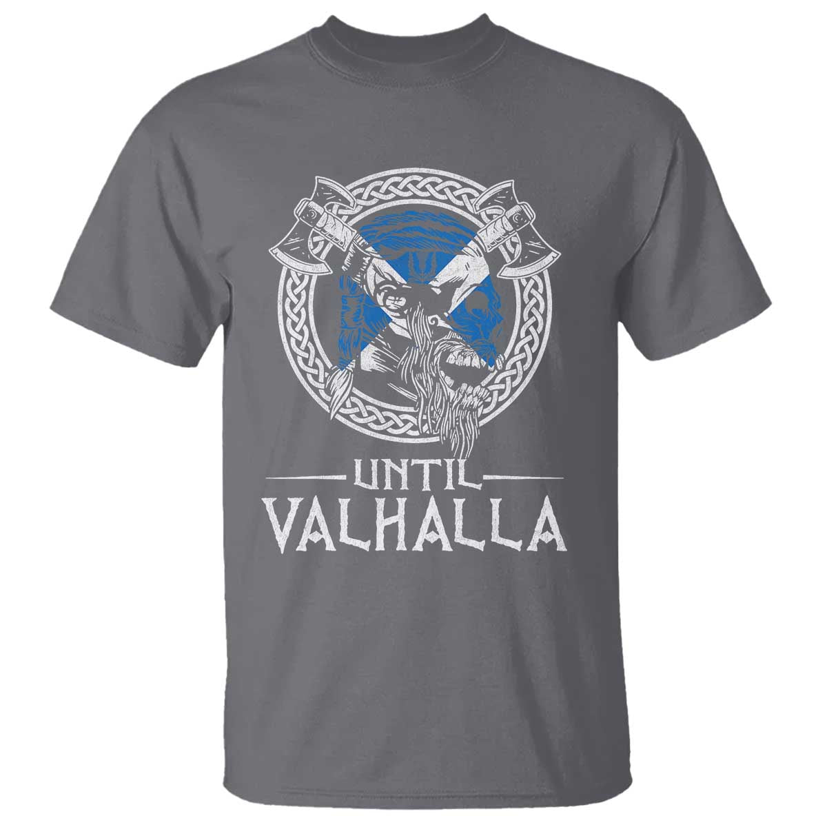 Funny Scottish Viking T Shirt Until Valhalla Vintage Scottish Flag Skull