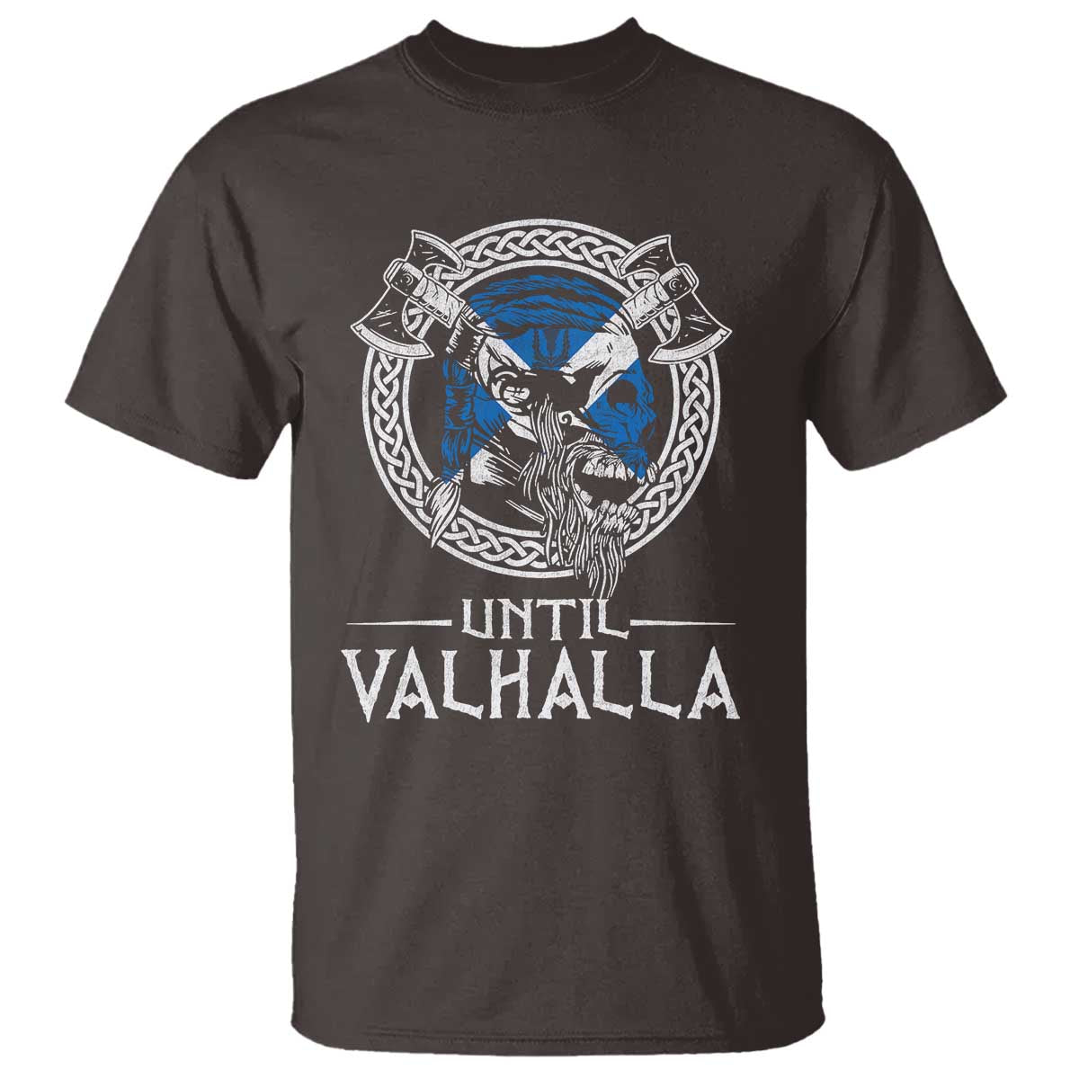 Funny Scottish Viking T Shirt Until Valhalla Vintage Scottish Flag Skull