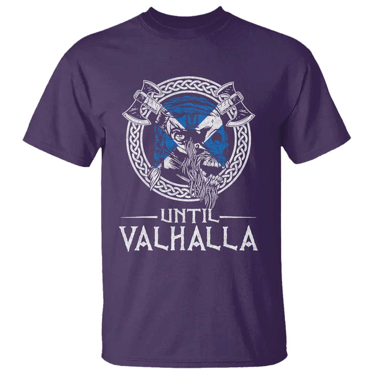 Funny Scottish Viking T Shirt Until Valhalla Vintage Scottish Flag Skull
