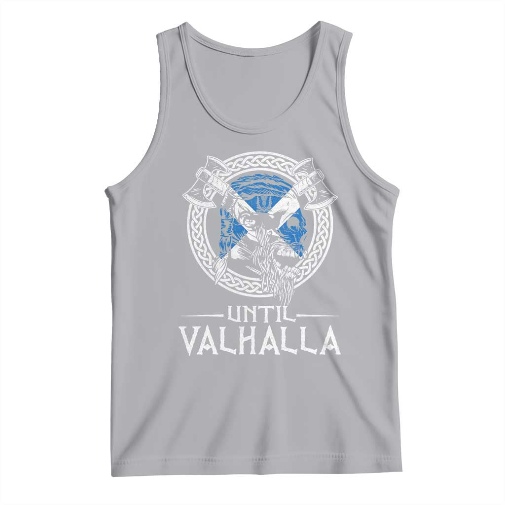 Funny Scottish Viking Tank Top Until Valhalla Vintage Scottish Flag Skull