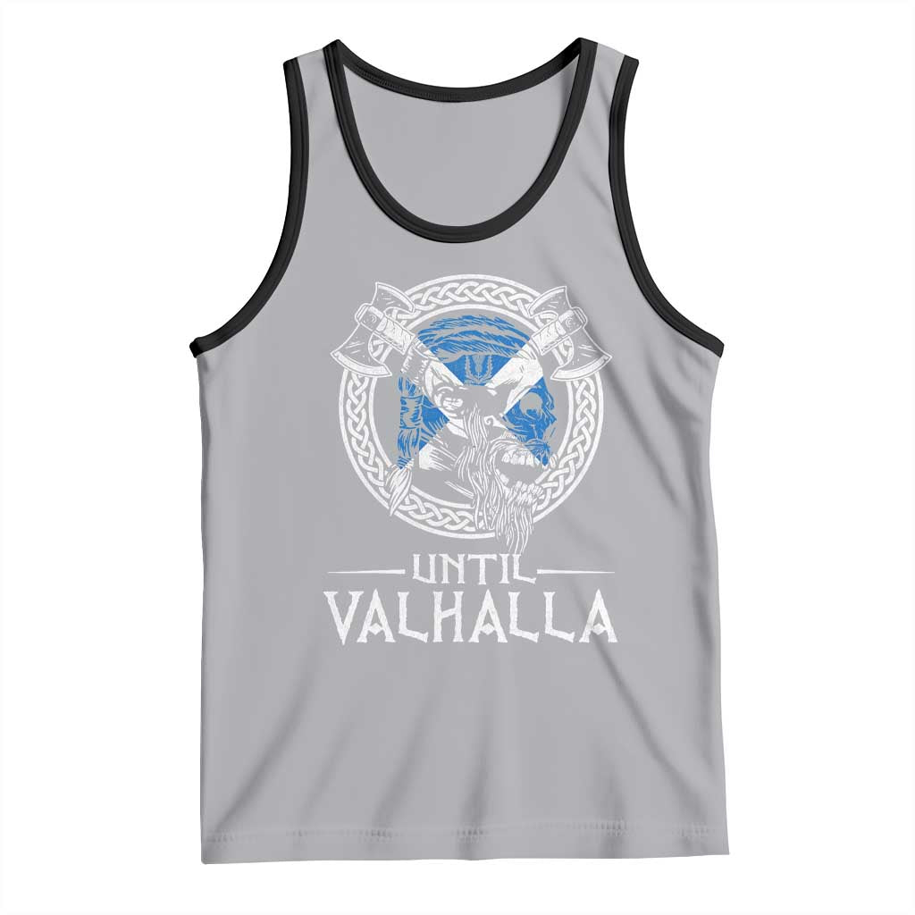 Funny Scottish Viking Tank Top Until Valhalla Vintage Scottish Flag Skull