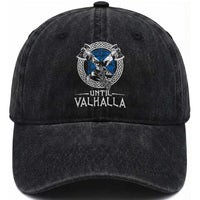 Funny Scottish Viking Washed Cotton Baseball Cap Until Valhalla Vintage Scottish Flag Skull