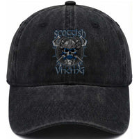 Scottish Viking Axes Celtic Knot Washed Cotton Baseball Cap Scottish Flag