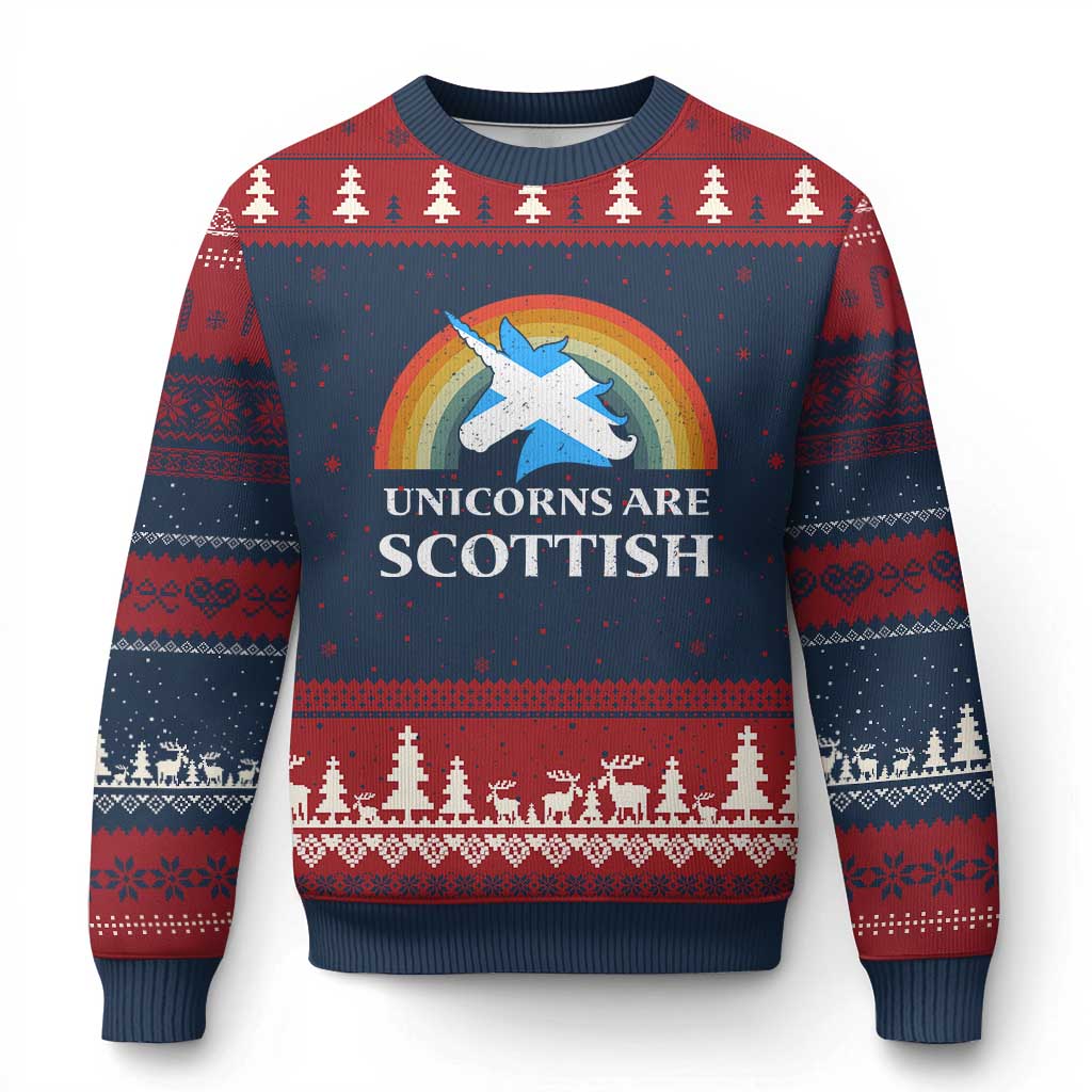 Funny Scotland Pride Unicorn Ugly Christmas Sweater Unicorns Are Scottish Rainbow - Wonder Print Shop