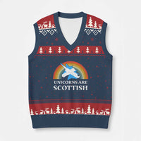 Funny Scotland Pride Unicorn V-Neck Knit Sweater Vest Unicorns Are Scottish Rainbow - Wonder Print Shop