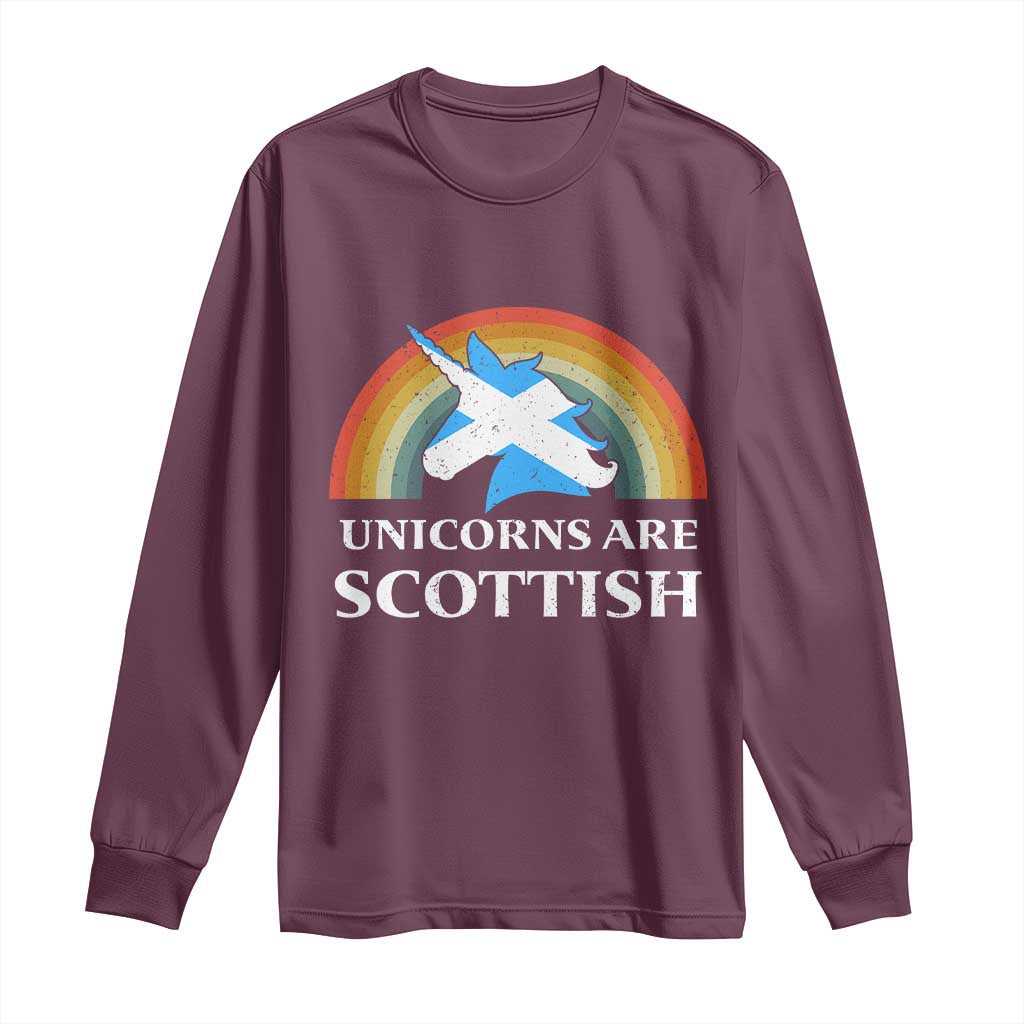 Funny Scotland Pride Unicorn Long Sleeve Shirt Unicorns Are Scottish Rainbow