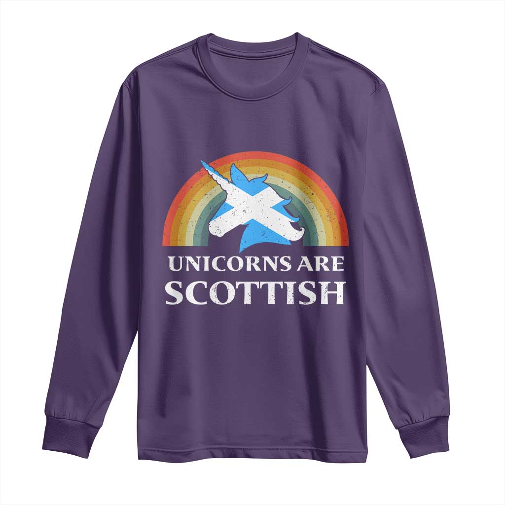 Funny Scotland Pride Unicorn Long Sleeve Shirt Unicorns Are Scottish Rainbow