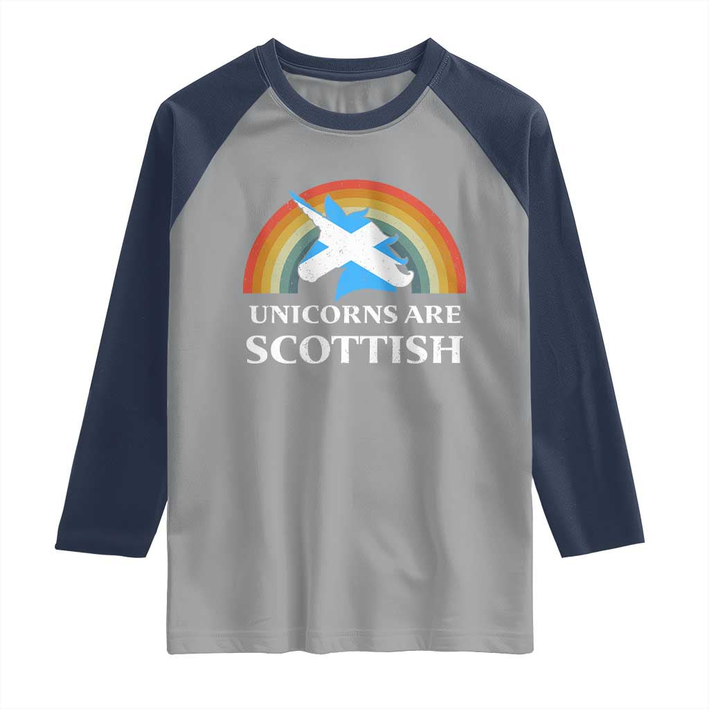 Funny Scotland Pride Unicorn Raglan Shirt Unicorns Are Scottish Rainbow