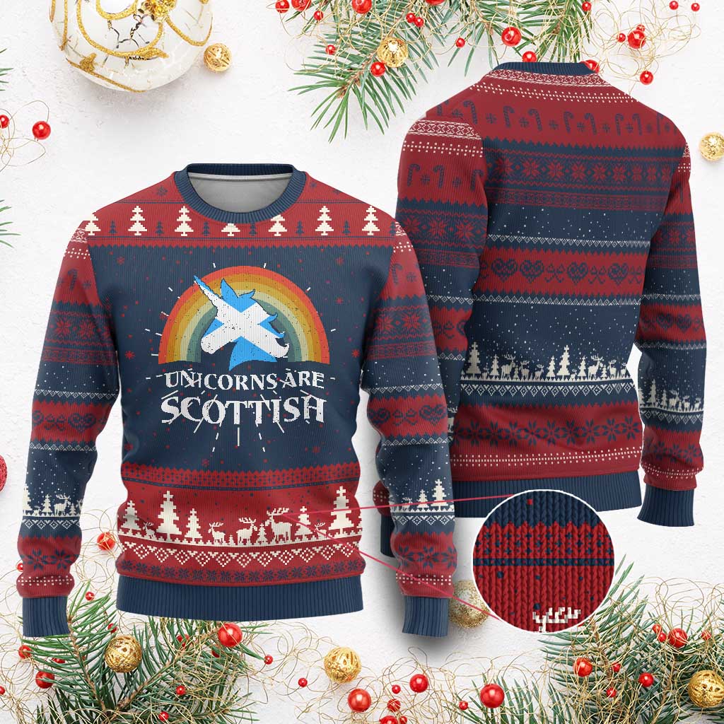 Funny Scotland Pride Unicorn Knitted Sweatshirt Unicorns Are Scottish Rainbow - Wonder Print Shop