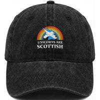 Funny Scotland Pride Unicorn Washed Cotton Baseball Cap Unicorns Are Scottish Rainbow