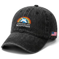 Funny Scotland Pride Unicorn Washed Cotton Baseball Cap Unicorns Are Scottish Rainbow